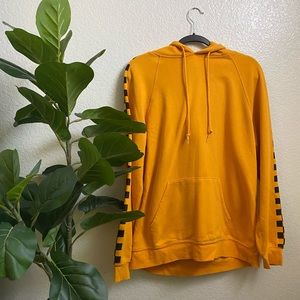 Forever21 Mustard Yellow Hoodie w Checkered Sleeve